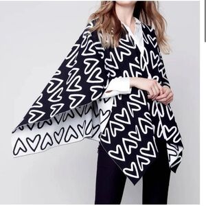 Charlie B. Heart Jacquard Reversible Cape Hearts NWT